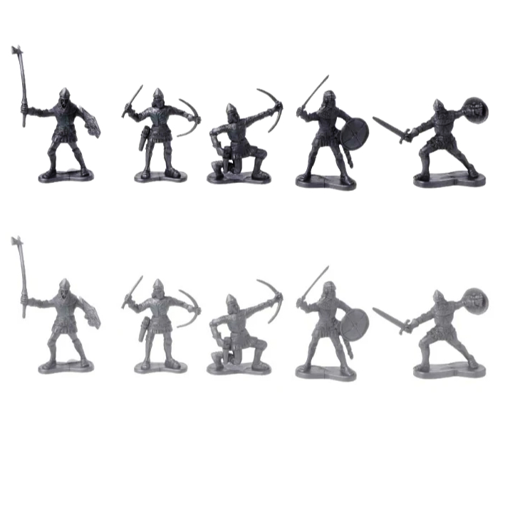 10 Soldados Guerreiros Medievais RPG Batalha Medieval NPC Maquete 1/30