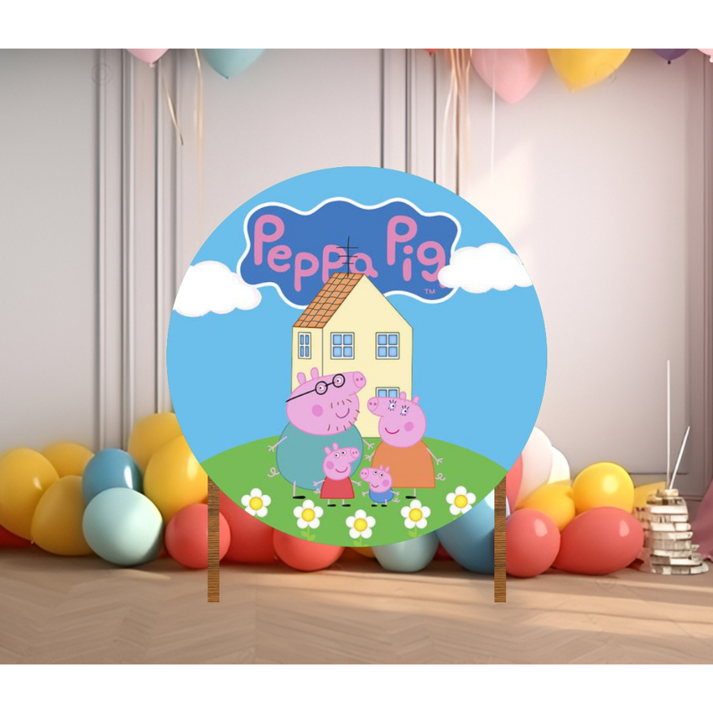 Painel em Lona Redondo Sem Elástico - Peppa Pig - Lona fosca