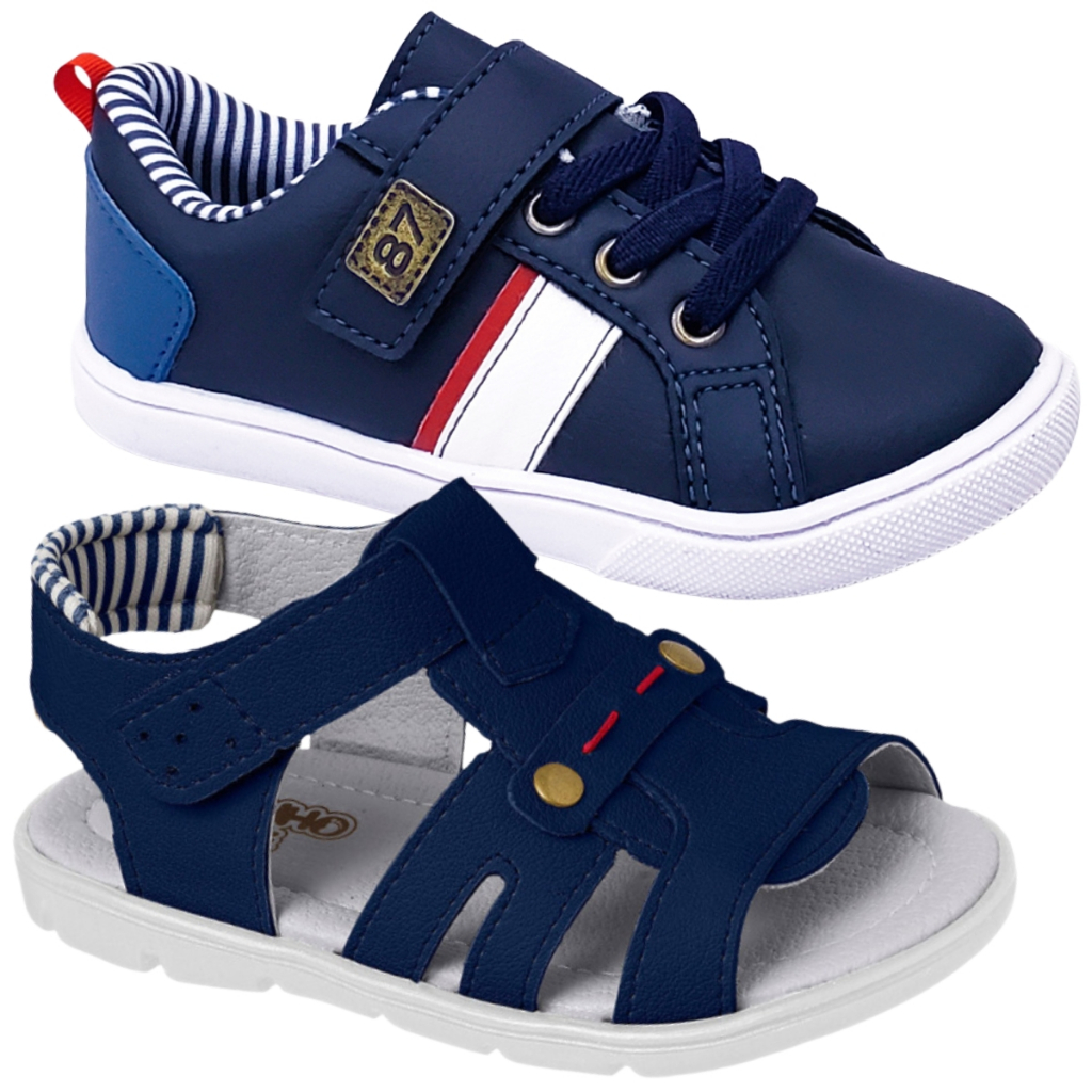 Kit 2 Par Sapatênis Infantil Masculino Papete Sandália Masculino Infantil