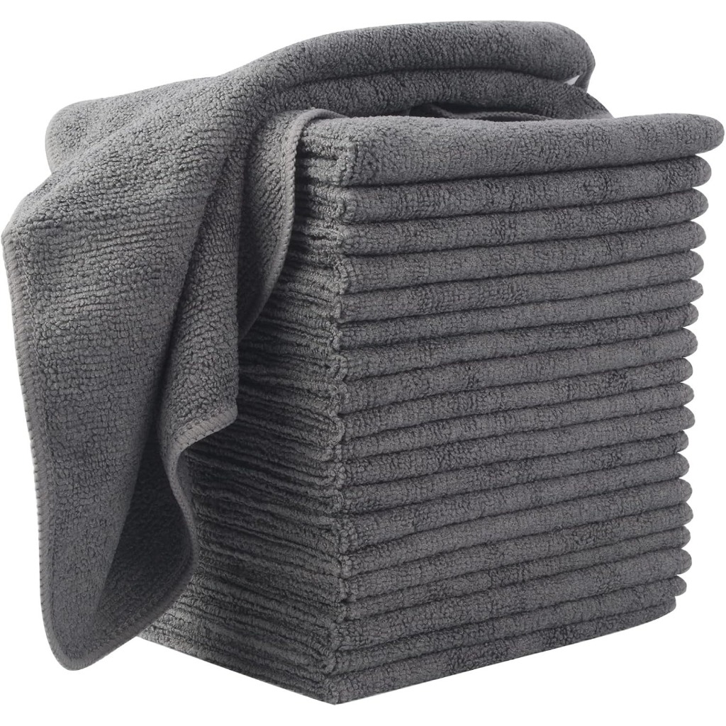 20 Toalhas Mágica de Cozinha Vidro Mesa Janela Prato Cinza Plana Microfibra 20x20cm
