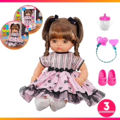 Boneca Anjos Baby C/ Chupeta Mamadeira e Cheirinho Cabelo Castanho