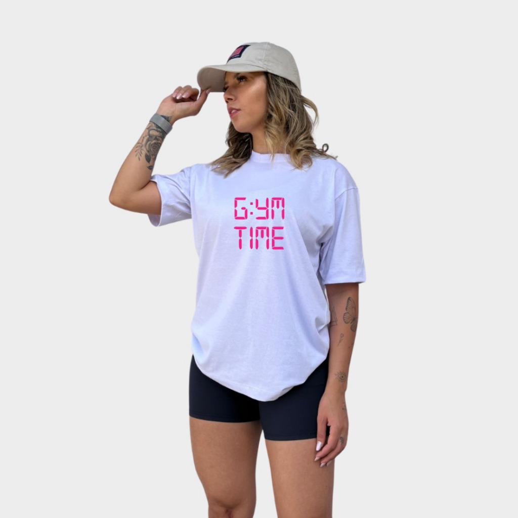 Blusão Feminino Confortável Camiseta Treino Estampado Gym Time Musculação Academia