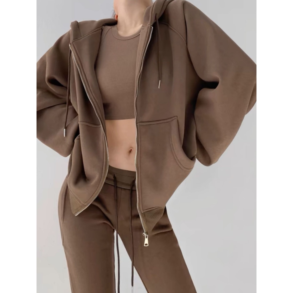 blusa moletom feminina em zíper casual Versão solta