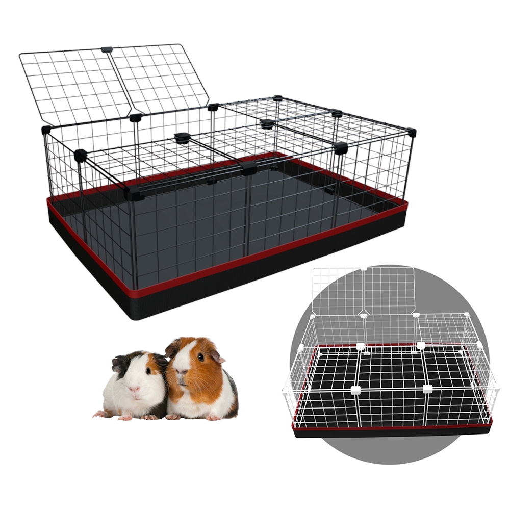 Cercado Pet Porquinho da Índia Coelho com Teto e Bandeja de Nylon Impermeável 60x90cm