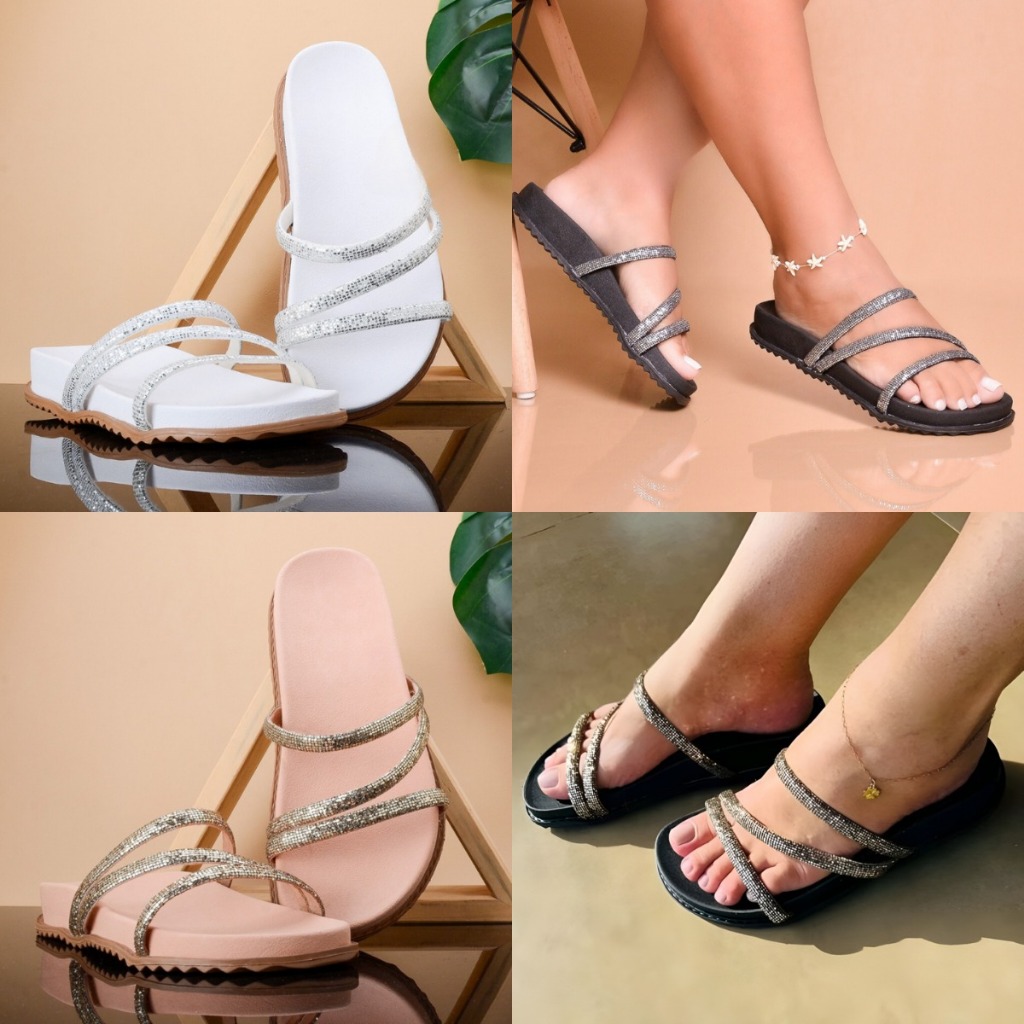 Sandália Papete Birken Feminina Glitter Chinela Rasteirinha Confortável Dia a Dia Envio Im...