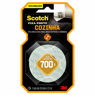 Fita Dupla Face Scotch 1,5 Metros x 24mm Fixa Forte para Cozinha Gordura 3M em Oferta na Shopee