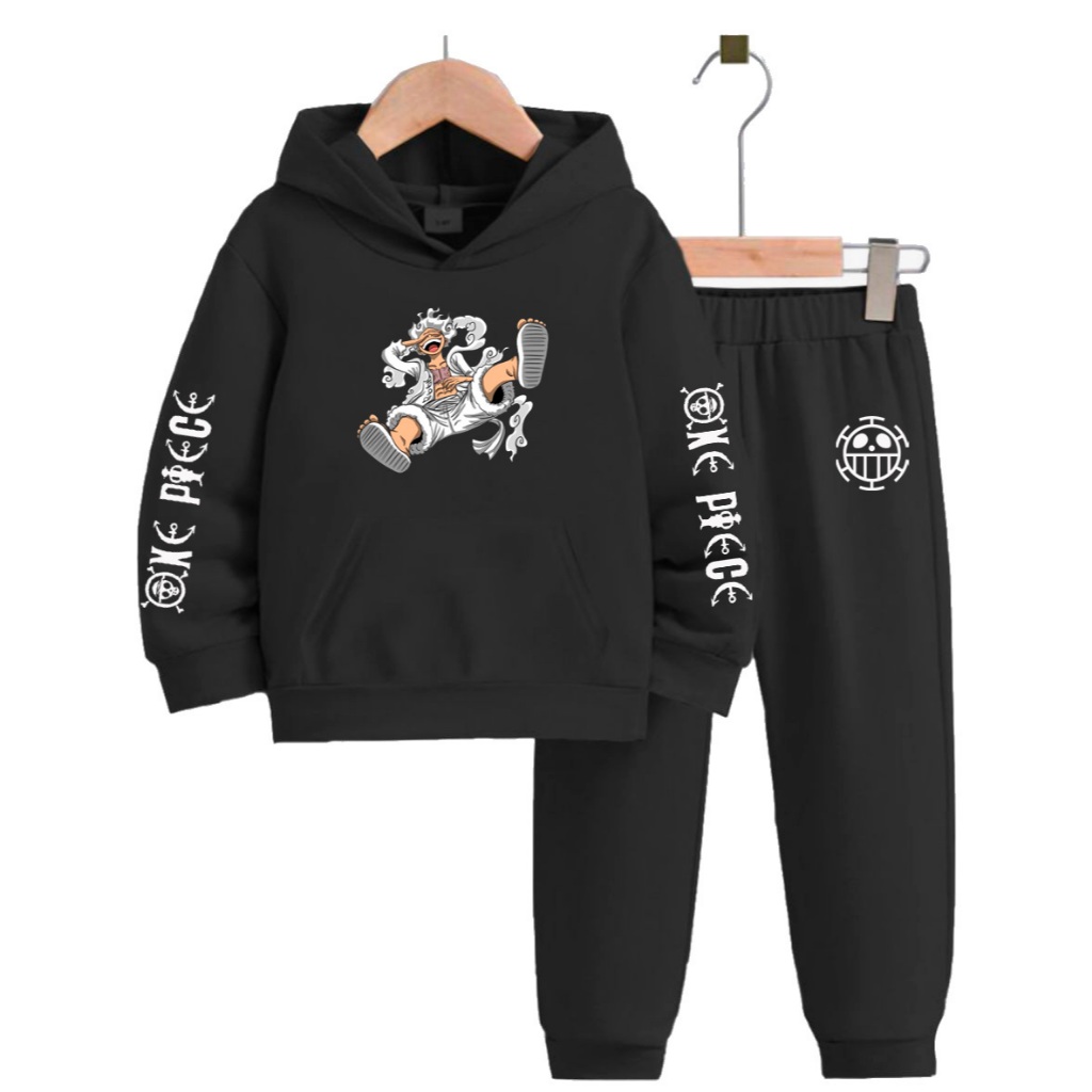 Conjunto Moletom Infantil Luffy Gear Blusa De Frio Estampada Peluciada