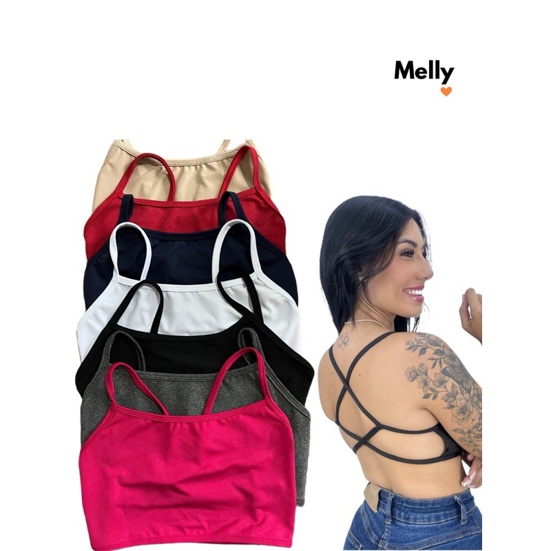 kit 5 top transpassado sem bojo costa nua moda gringa fitness e casual em Oferta na Shopee