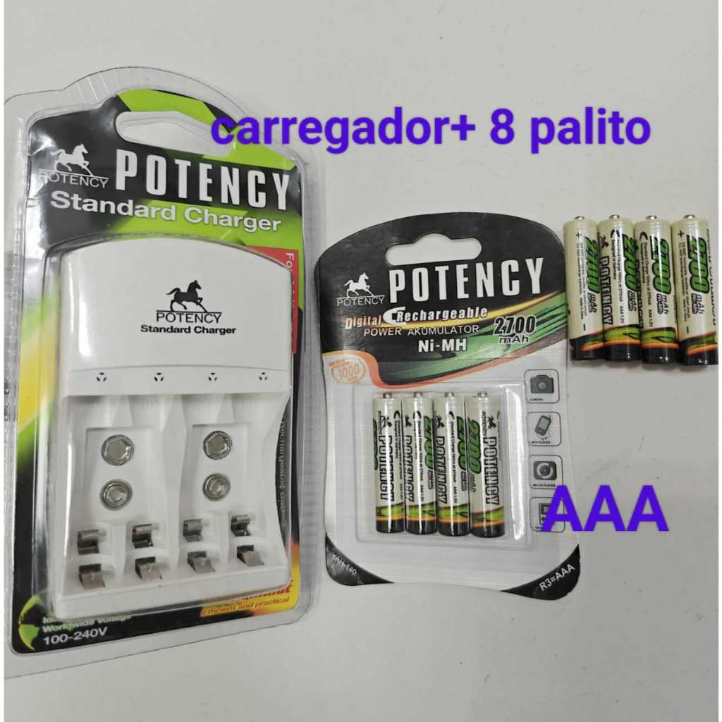 Carregador de pilha bateria  recarregável AA ,  AAA, 9V