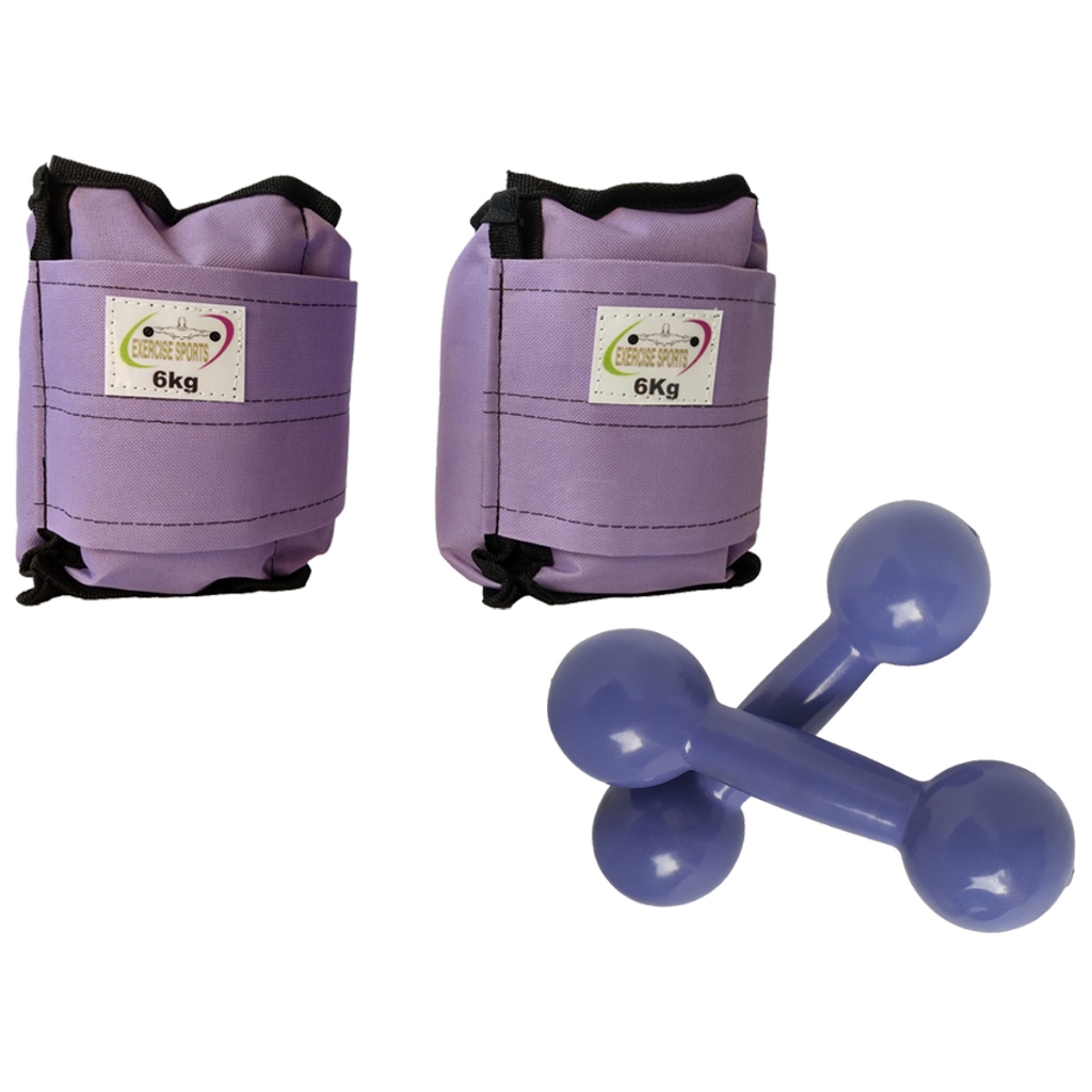 Kit Par Caneleira/Tornozeleira 6 KG Lilás + Haltere 6 KG Lilás