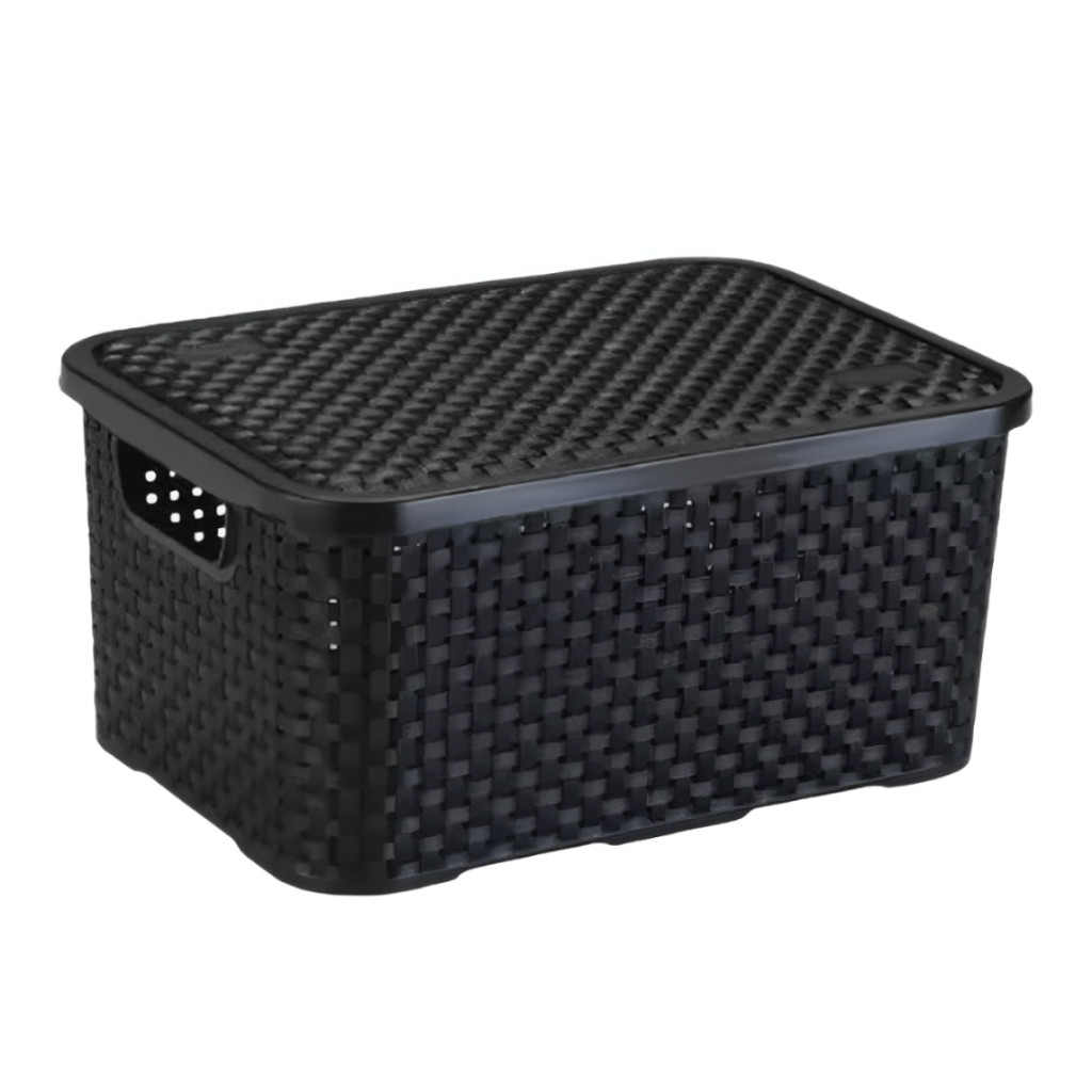 Cesto Organizador Rattan Médio C/ Tampa - Nitron em Oferta na Shopee