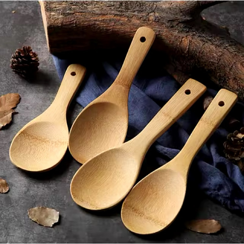 Colher de arroz pequena de bambu simples Resistente a altas temperaturas
