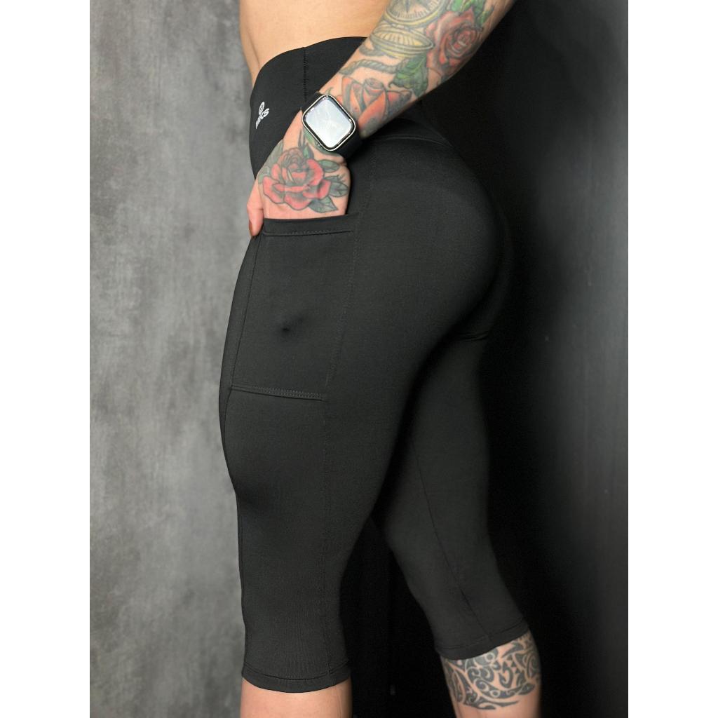 Calça Legging Corsário Capri Fitness Com Bolso e Cós Alto em Oferta na Shopee