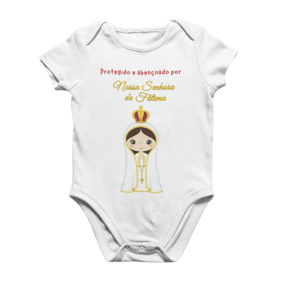 Body Bebê Religioso Nossa Senhora de Fátima Oração
