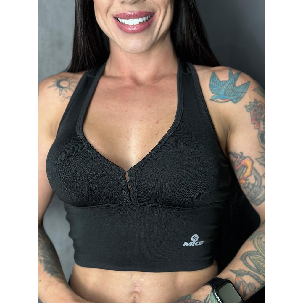 Top Cropped Fitness Feminino Bojo Removível em Oferta na Shopee