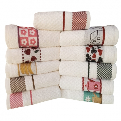 kit 5 Toalha Pano De Copa Prato Atoalhado Jacquard Lmpeter  100% Algodão - 45x70cm