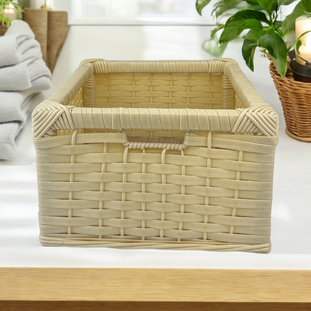 gaveta caixa organizadora sem tampa  porta objetos para closet banheiros  fibra sintético vime junco 25x29x15 em Oferta na Shopee