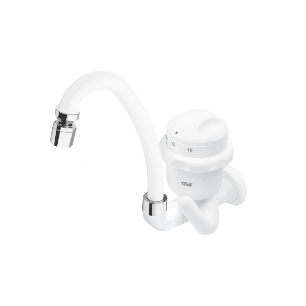 Fame Bica Alta E Movél Acabamento Cromado Cor Branco Torneira Elétrica De Cozinha 5400w 220v em Oferta na Shopee