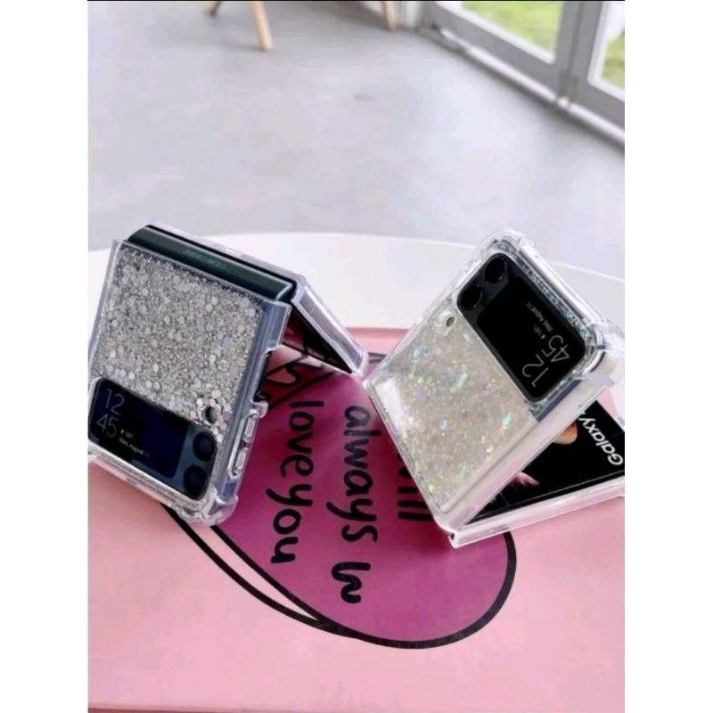 CAPA CASE DE SILICONE PARA SAMSUNG ZFLIP 5 PERSONALIZADA COM GLITTER