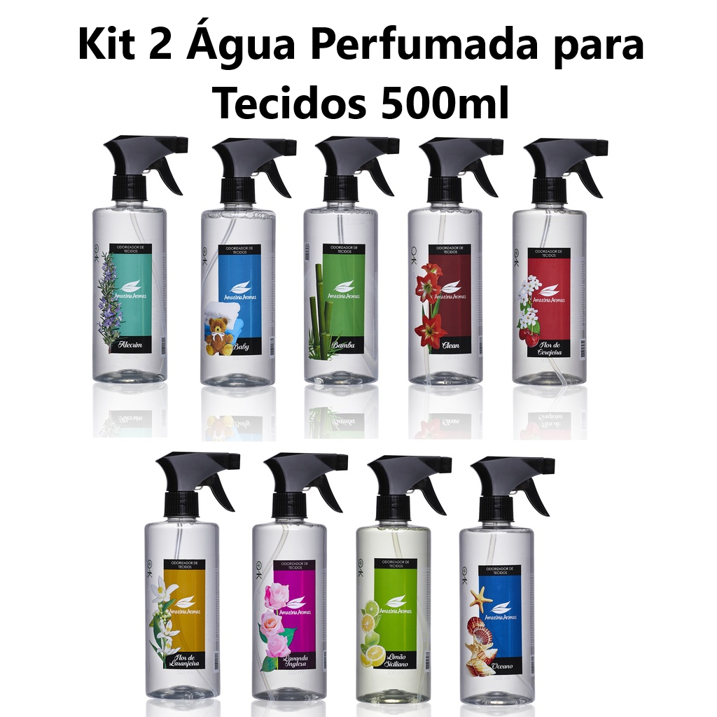 Kit 2  Água Perfumada Odorizador de Tecidos Agua Perfumada 500ml Amazônia Aromas Água de Cheiro