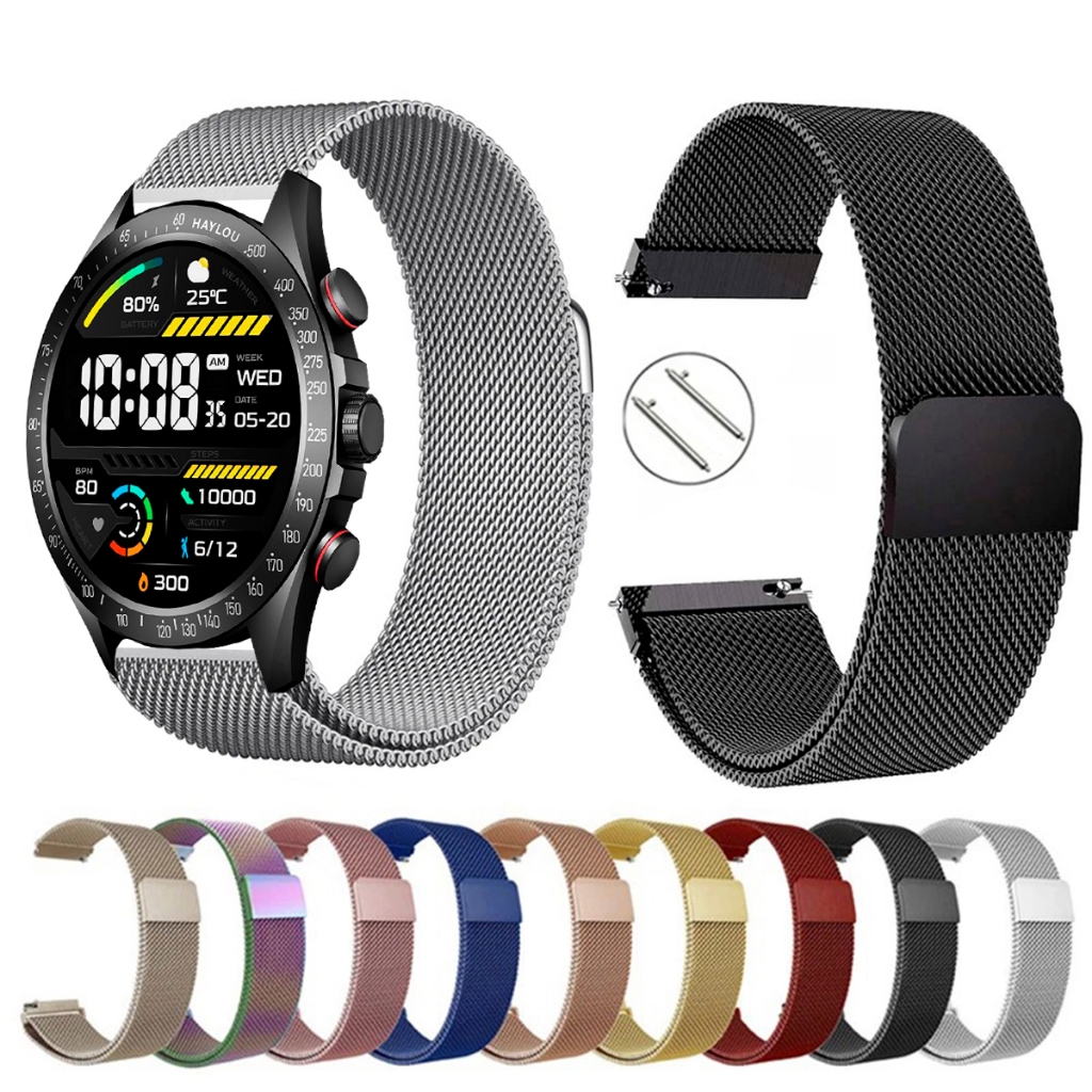 Pulseira de 22mm milanesa aço inox para Haylou Solar PRO de Engate Rapido