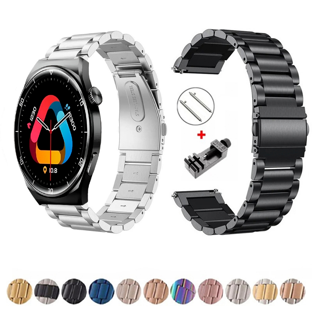 Pulseira de 22mm Metal Elos de aço inox para QCY GT2 S3 de Engate Rapido