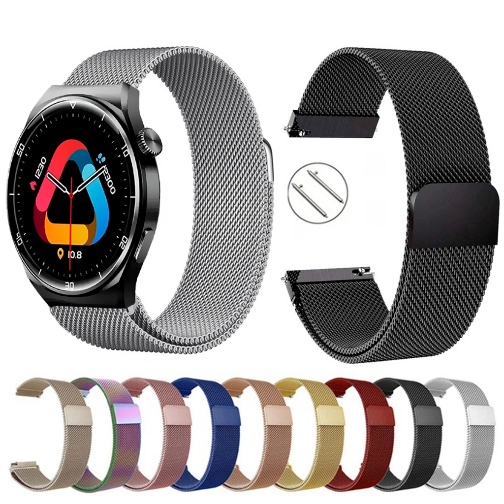 Pulseira de 22mm milanesa aço inox para QCY GT2 S3 de Engate Rapido