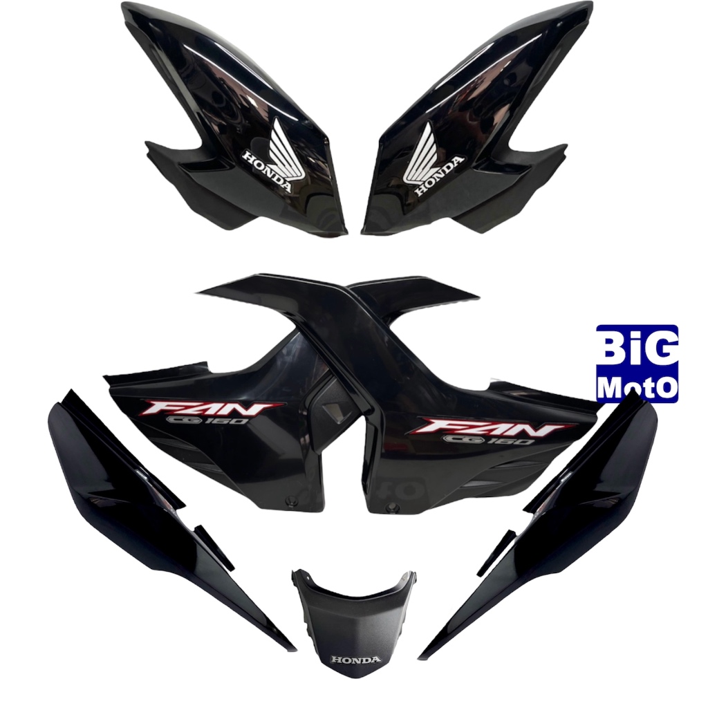 Kit Fan 160 2022/2023/2024 Preto - Par Aba do tanque com Complemento + Par Tampa lateral + Rabeta traseira em Oferta na Shopee