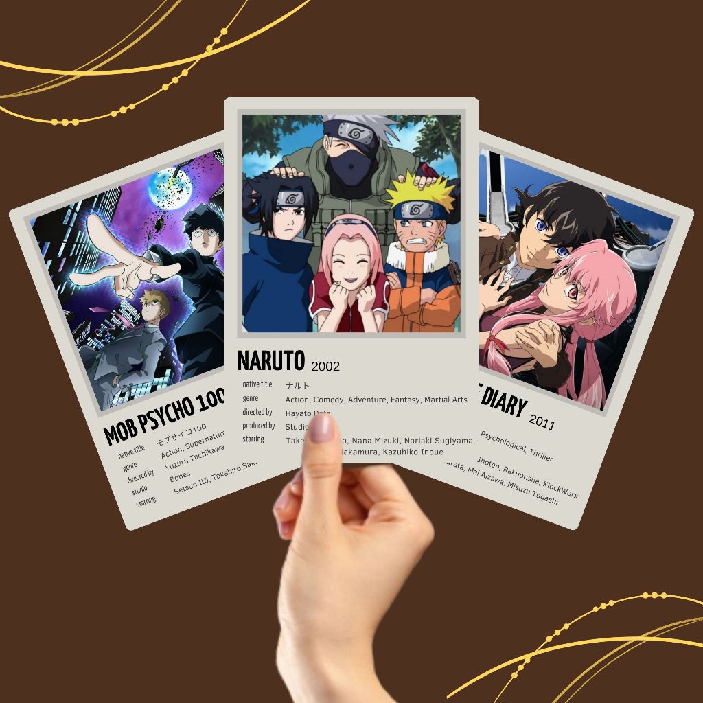 Card Mini Poster Animes em Papel FOTOGRÁFICO ou ADESIVO Decoração Parede Celular Jujutsu Kaisen, Naruto, Tokyo Ghoul, One Punch-Man, Death Note, Darling in the Franxx, The Future Diary, Mob Psycho 100, Another (4)