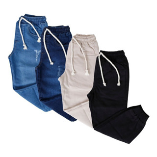 Kit 4 Calça Jogger Jeans Sarja Infantil Menino Masculino em Oferta na Shopee