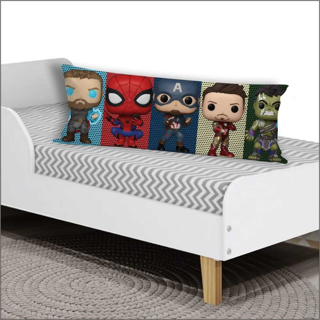 Travesseiro De Corpo Com Fronha Xuxinho Fibra de Silicone Personalizado 0.90x0.30cm dos Vingadores