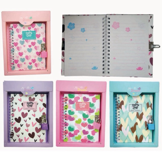 DIÁRIO Diario com Cadeado e Chaves 45 Folhas Estampa Coração Heart Amor Love Paixão Apaixonada Segredos Secrets BRINDE