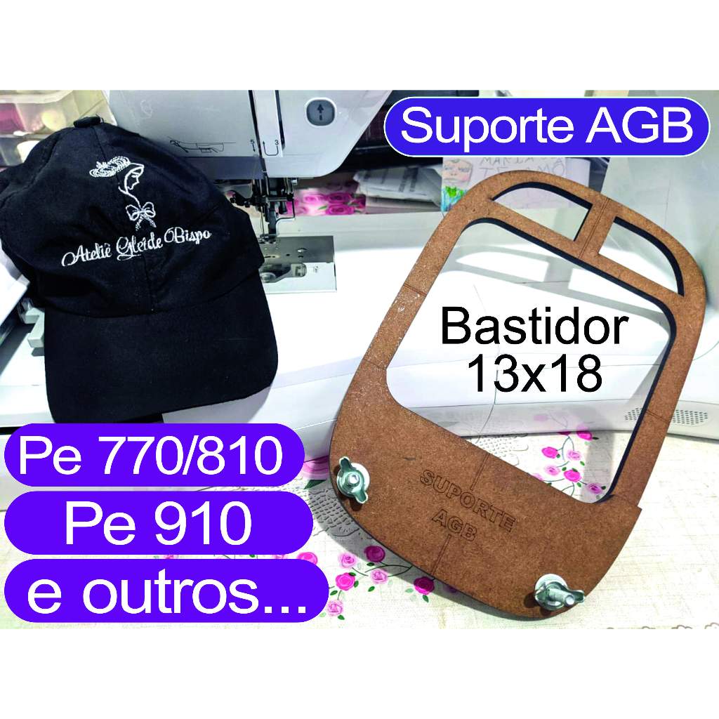 Bastidor de Boné (13x18) Suporte AGB pra Brother Pe700/770/810/910/Be815L/915 e outras
