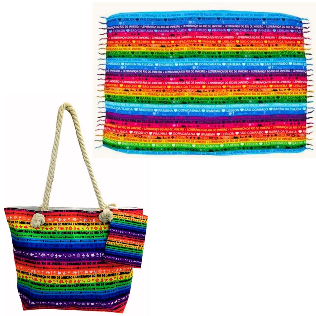 Kit Bolsa Mini Estojo E Canga Viscose Praia Grande Turísticas Mandala Floral Moda Verão 2025