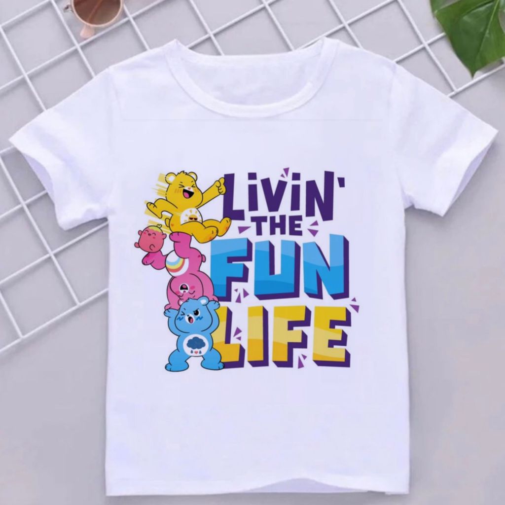 Camiseta Infantil Divertida estampada Ursinhos carinhosos Blusa juvenil presente camisa leve fresca kids personagens