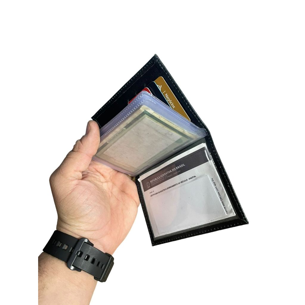 Carteira masculina em Couro legitimo SUPER SLIM PORTA DOCUMENTO CARTOES RG