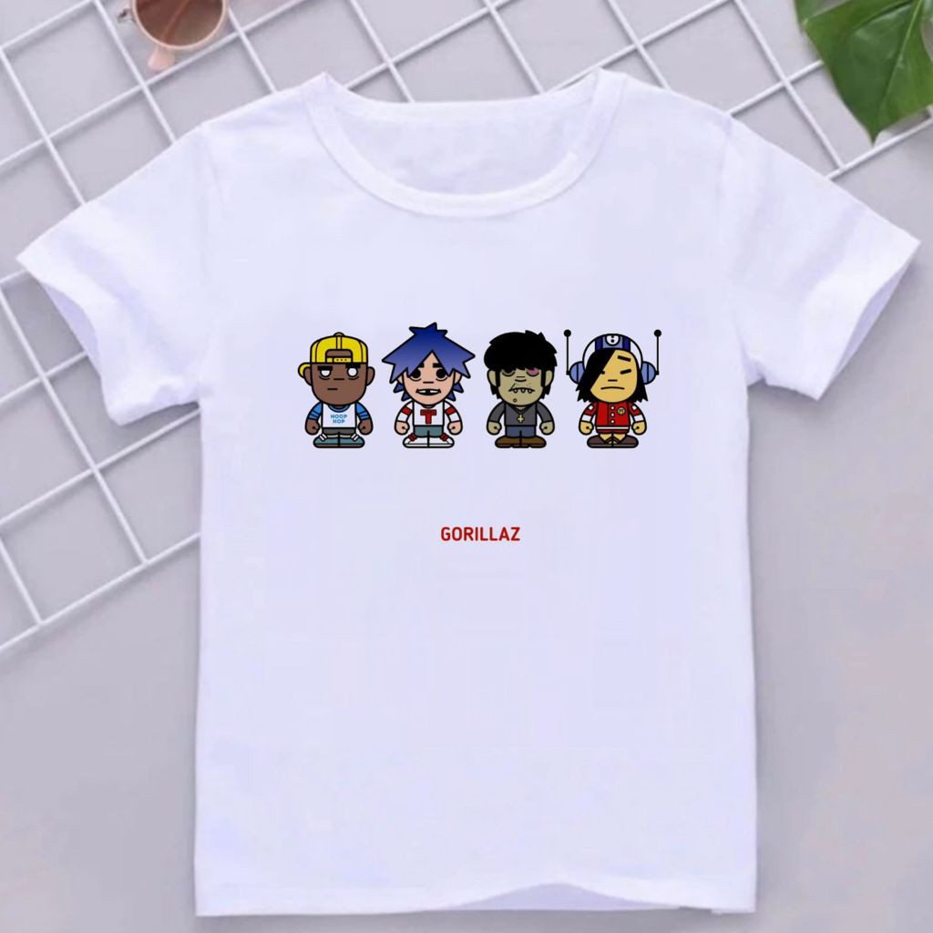 Camiseta Infantil Divertida estampada Gorillaz toys Blusa juvenil presente camisa leve fresca kids personagens estampas legais