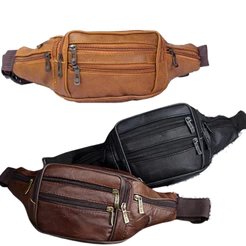 Pochete de Cintura Masculina 100% Couro Legitimo Com 7 Bolsos Envio Imediato