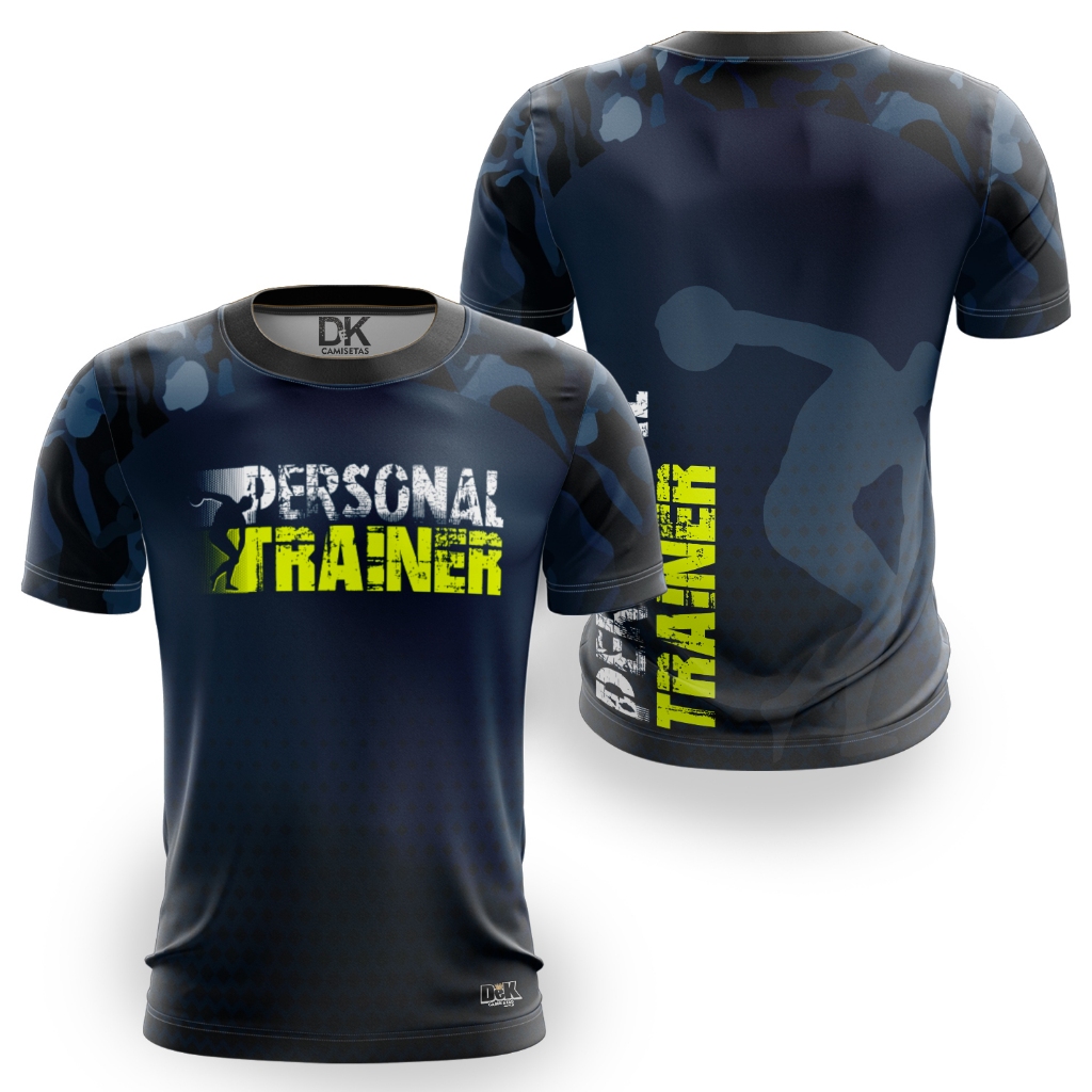 Camisa Camiseta Personal Trainer Educação física academia fitness tecido premium Dryfit proteção UV
