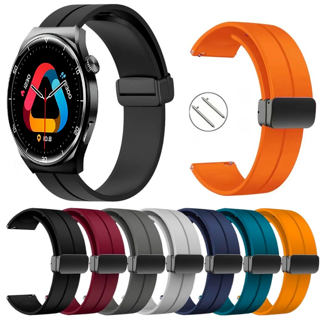 Pulseira 22mm Silicone Magnética para QCY GT2 S3 de Engate Rapido