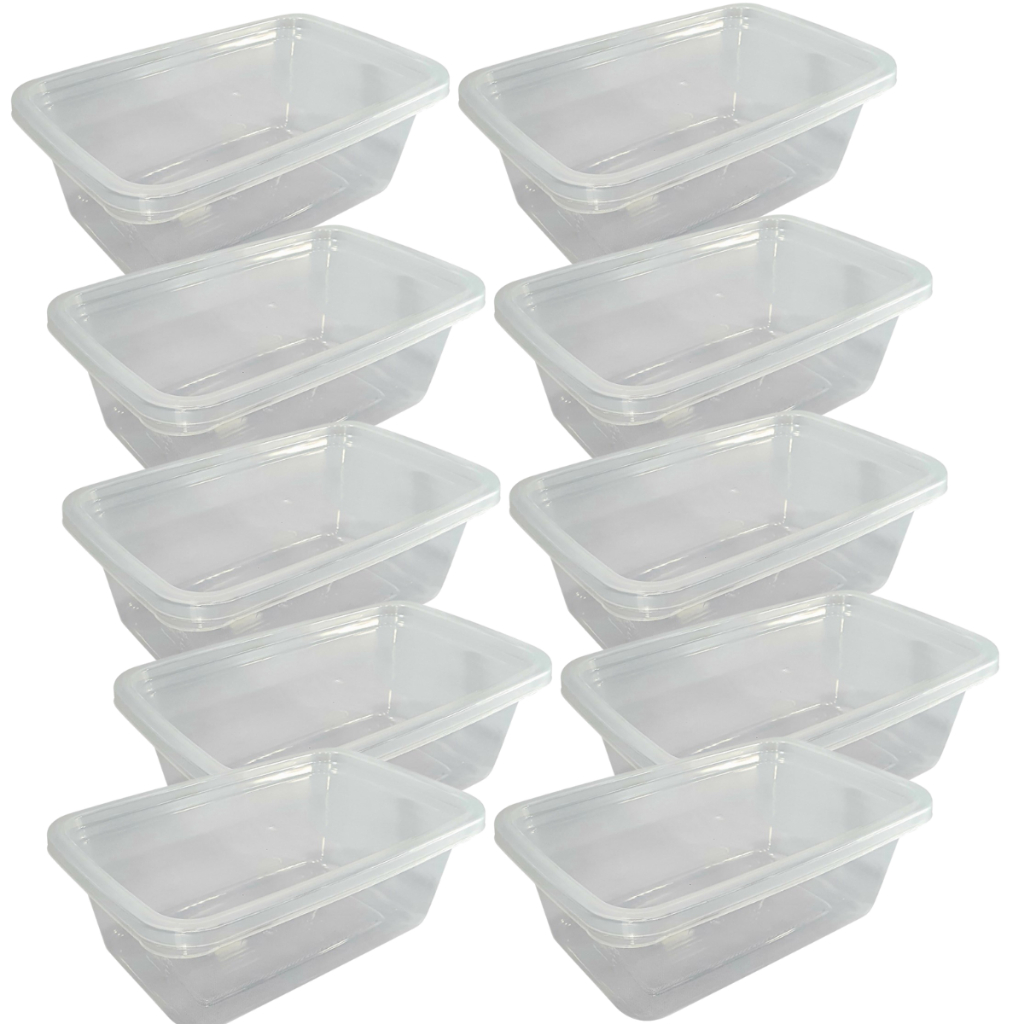 Kit 10 Potes De Plástico 1KG Marmita Organizador Freezer Microondas