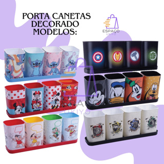 Organizador Porta Lápis Caneta 5 ou 2 peças Decorado,Vingadores, Stitch ,Marvel ,Minnions,...