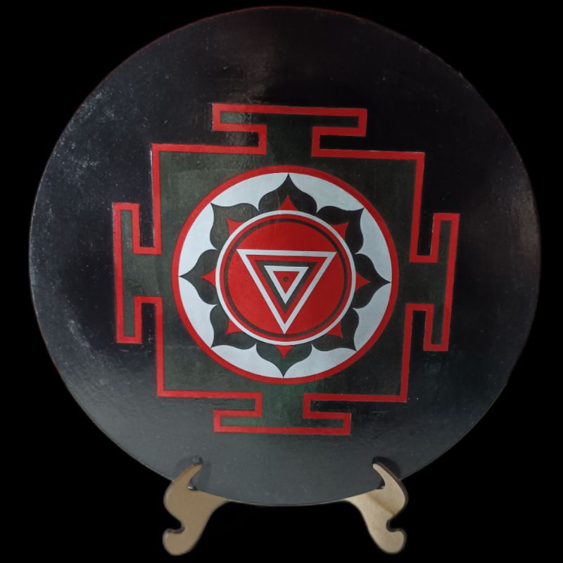 Mandala decorativa Yantra da deusa Kali MDF hindu meditação hinduismo wicca altar com suporte MDF
