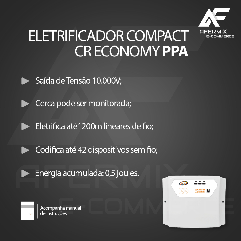 Detalhes do Eletrificador Cerca Elétrica Ppa Gcp Cr Economy 10.000v