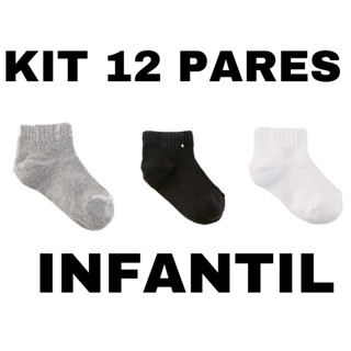 kit 12 pares meias infantil algodão 3 a 12 anos em Oferta na Shopee