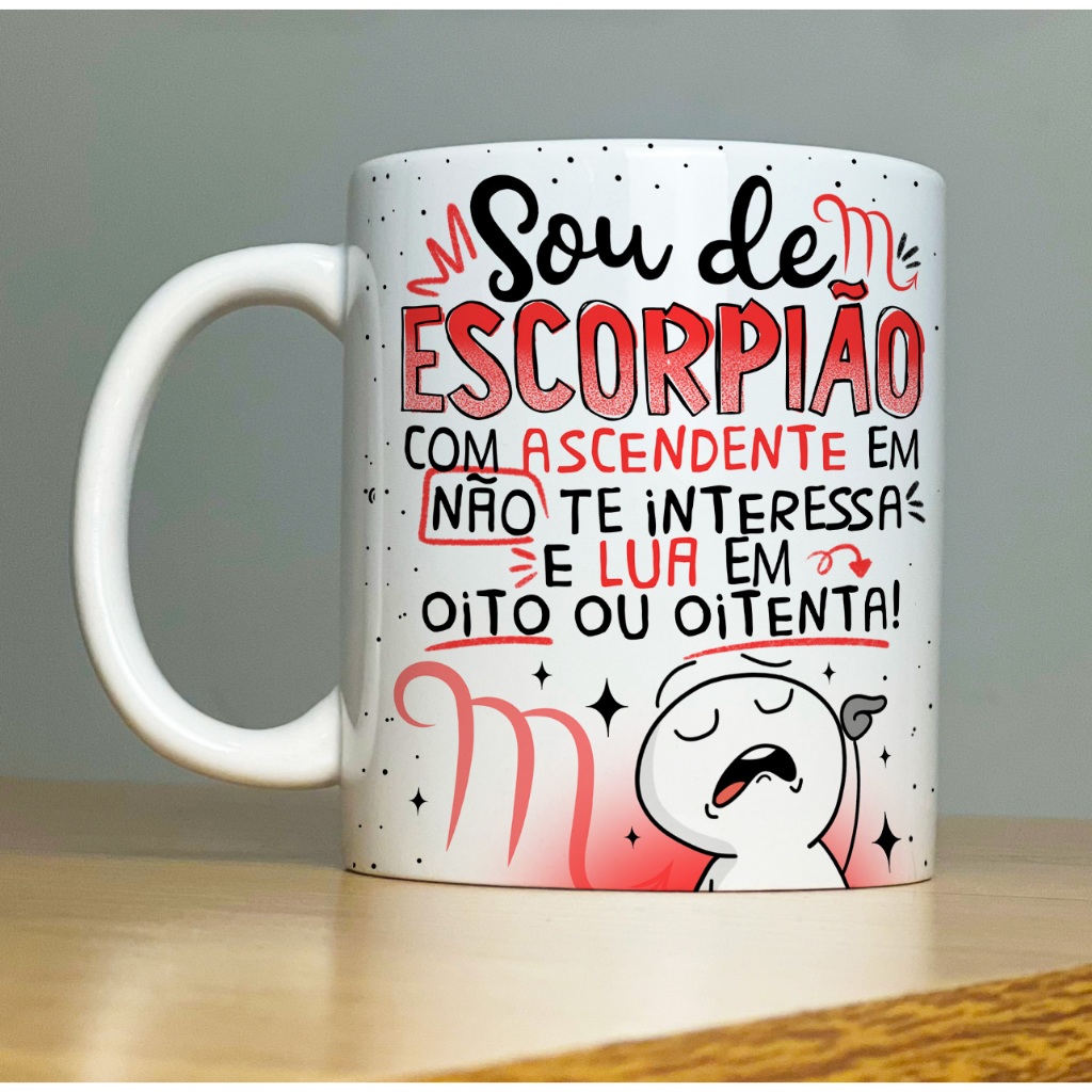 Imagem caneca signo sou de escorpião/caneca de porcelana 325 ml/signo de escorpião