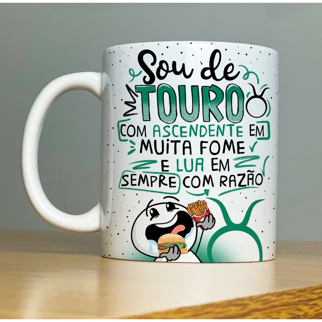 Imagem caneca signo sou de touro/caneca de porcelana 325 ml/signo de touro
