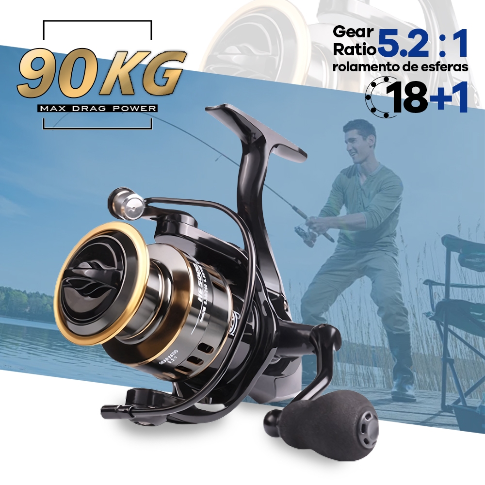 250kg Max Arraste Molinete De Pesca De Metal EVA HE1000-7000  Cana Em Água Salgada.