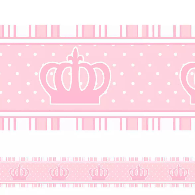 Adesivo decorativo faixa Infantil Coroa princesa Rosa