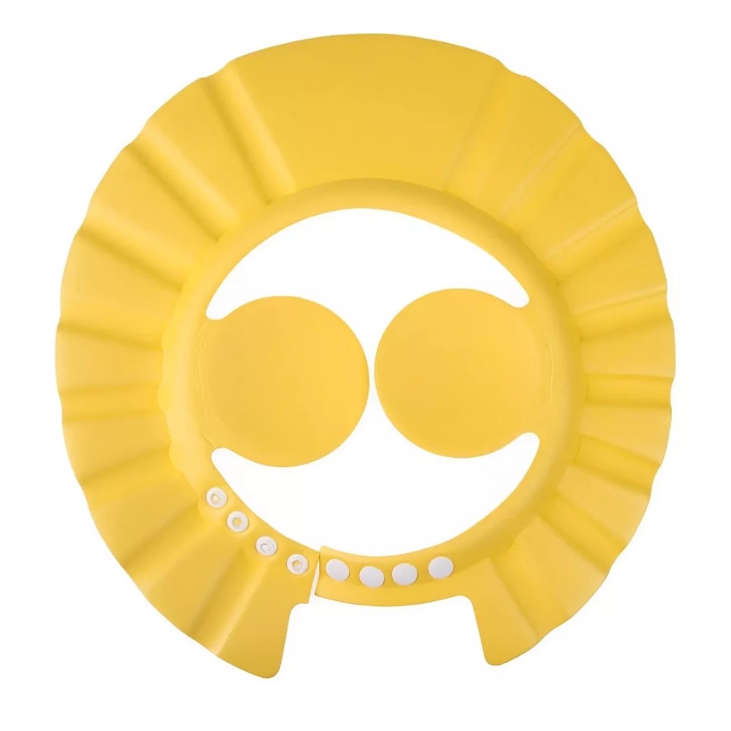 Chapeu de banho AMARELO Viseira Protetor Ouvido Banho Lava Cabeca Infantil ajustavél LCartigos